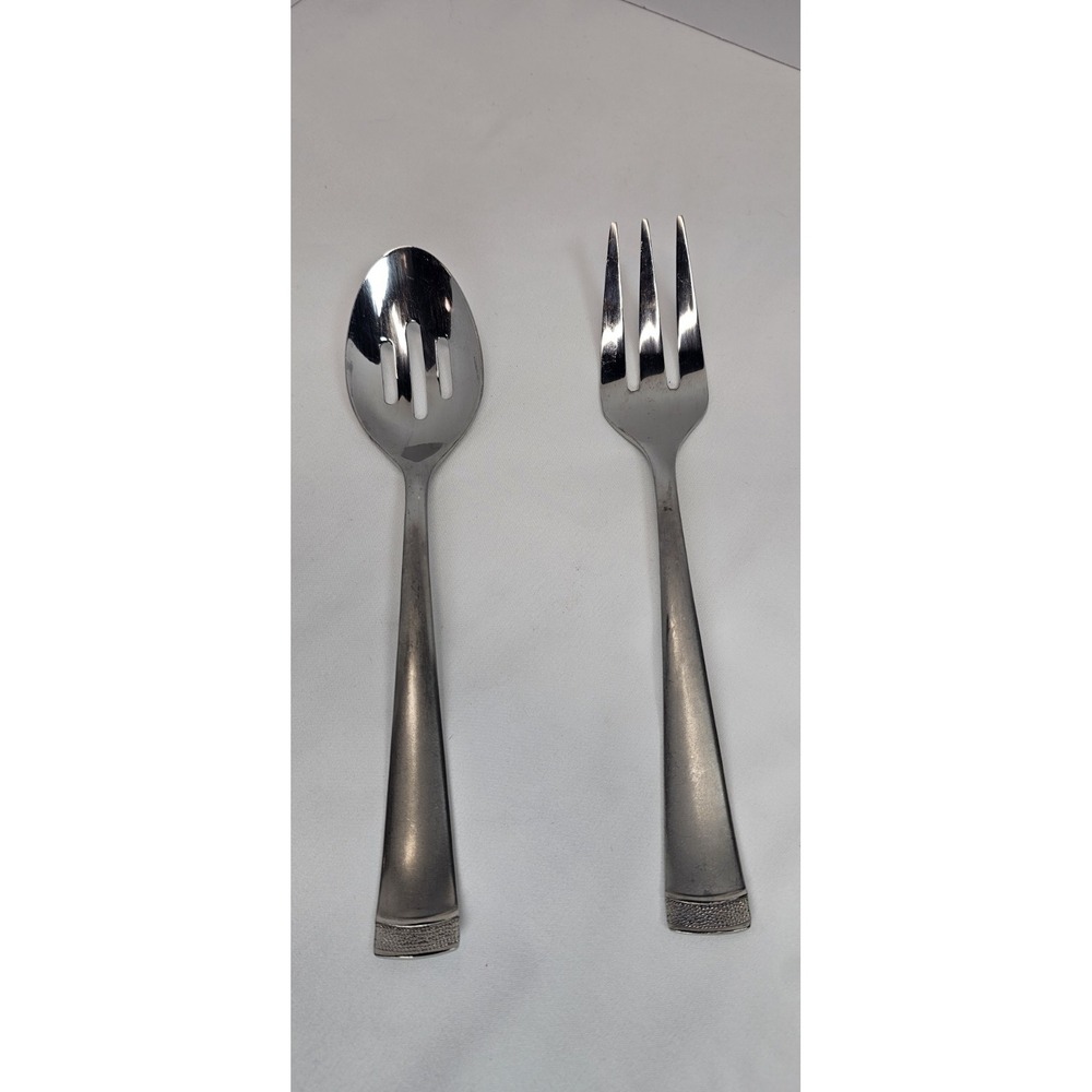 Cambridge Gratitude Serving‎ Spoon Fork Set Satin Glossy Stainless Steel
